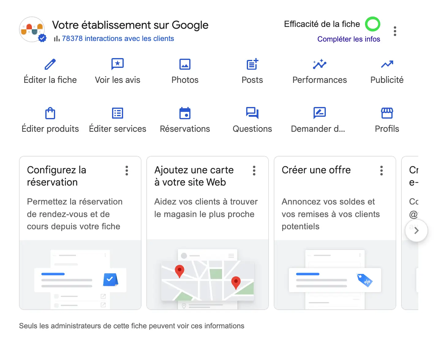 Panneau d’administration de fiche Google Business – gestion professionnelle Agence DC&C Saint-Nazaire
