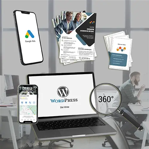 Pack Marketing commerçant avec affiche promotionnelle -50% et stickers logo pour vitrine